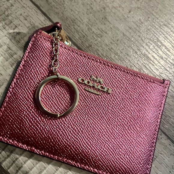 Coach Mini ID Metallic Pink Card Holder/Keychain - Picture 1 of 5